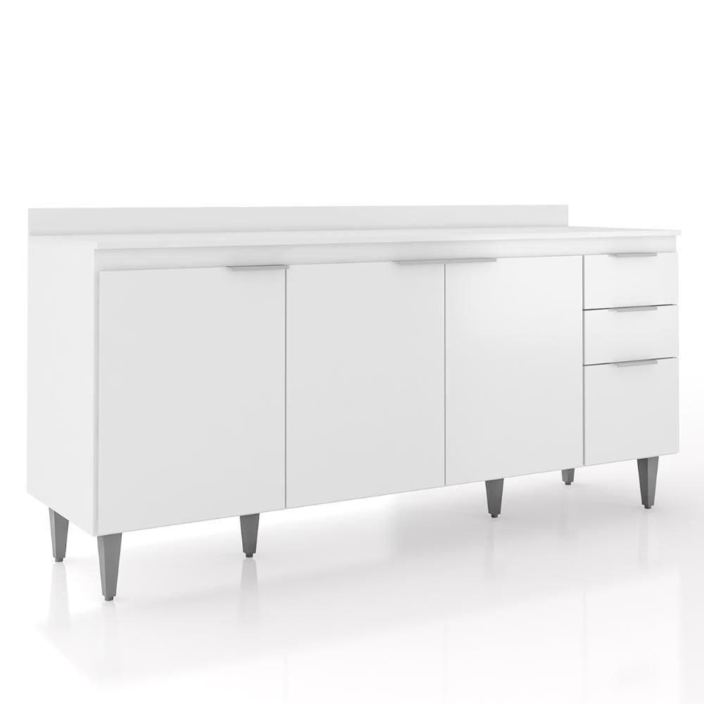 Balcão De Cozinha Com Tampo 180cm Pérola Branco Z34 - Mpozenato