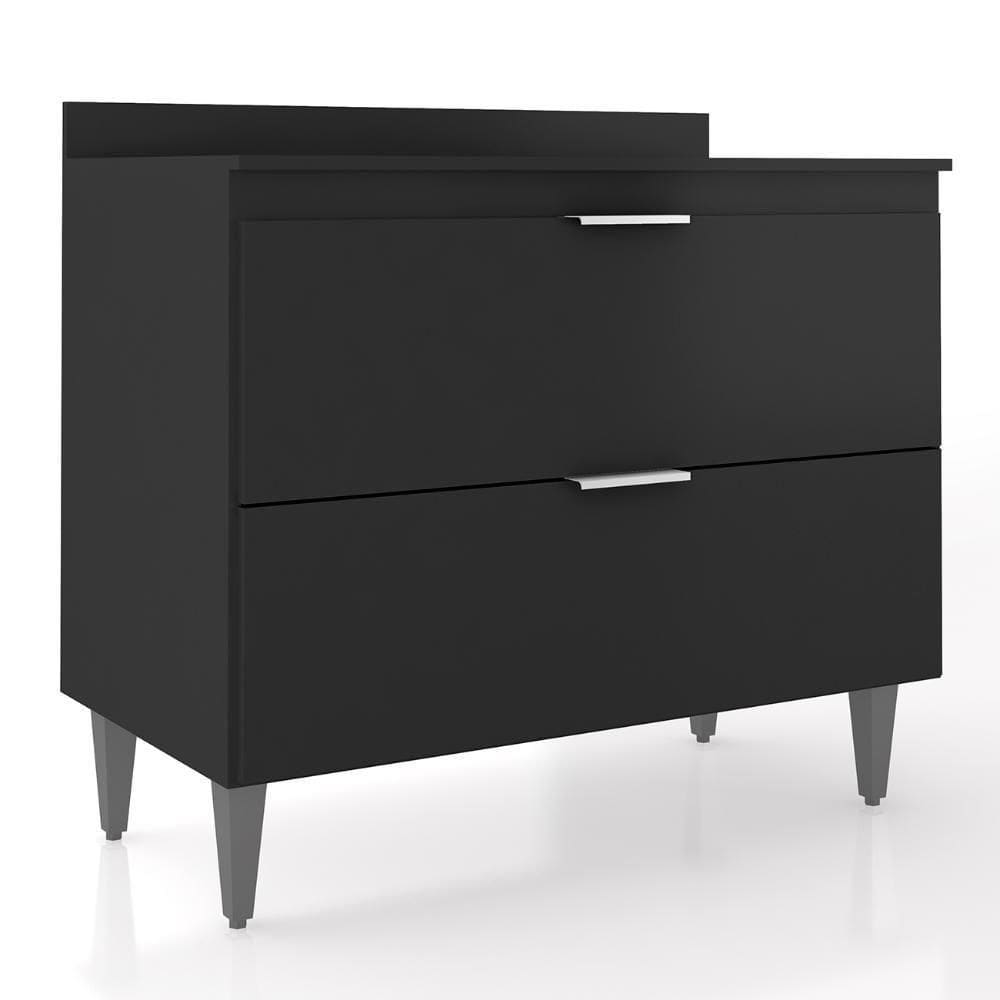 Balcão De Cozinha Com Tampo 100cm Pérola Preto Z34 - Mpozenato