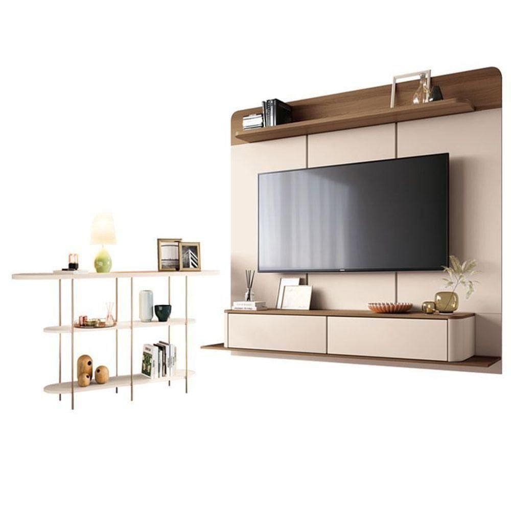 Home Suspenso Galax Castanho Off White E Aparador Infinity Off White- Hb Móveis