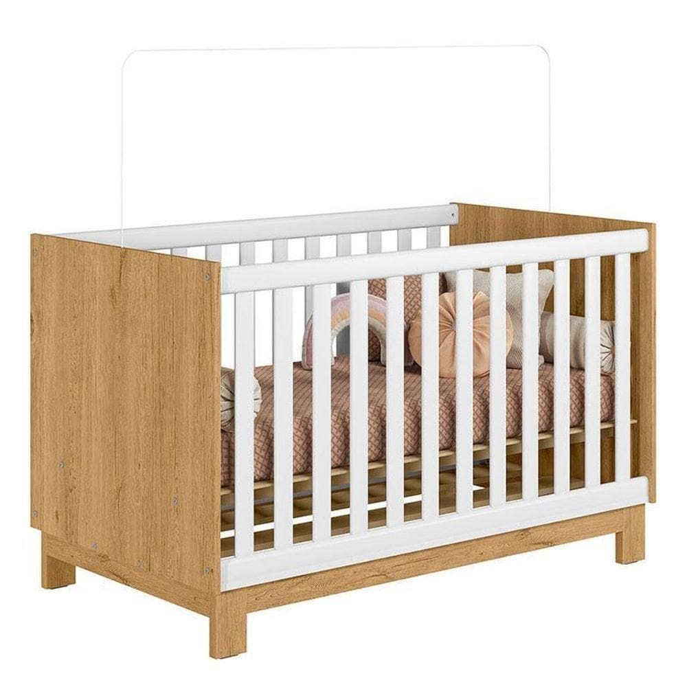 Berço Americano Mini Cama Slim Freijó Toq Branco Acetinado - Qmovi