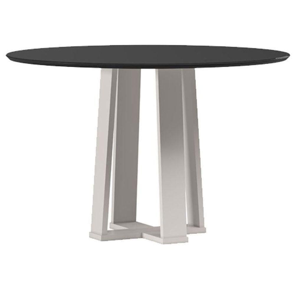 Mesa De Jantar 120 Cm Isabela Com Vidro Off White Preto – New Ceval