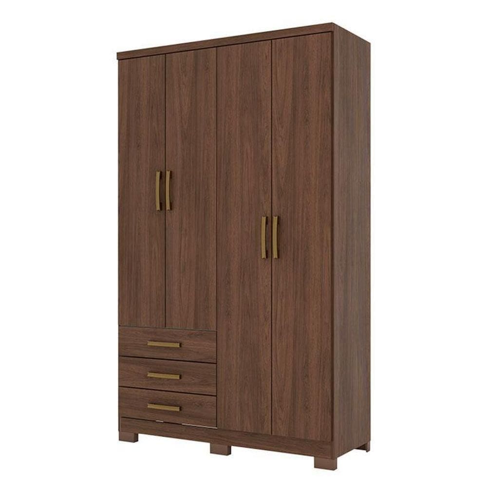 Guarda Roupa Solteiro City 4 Portas Castanho - Henn