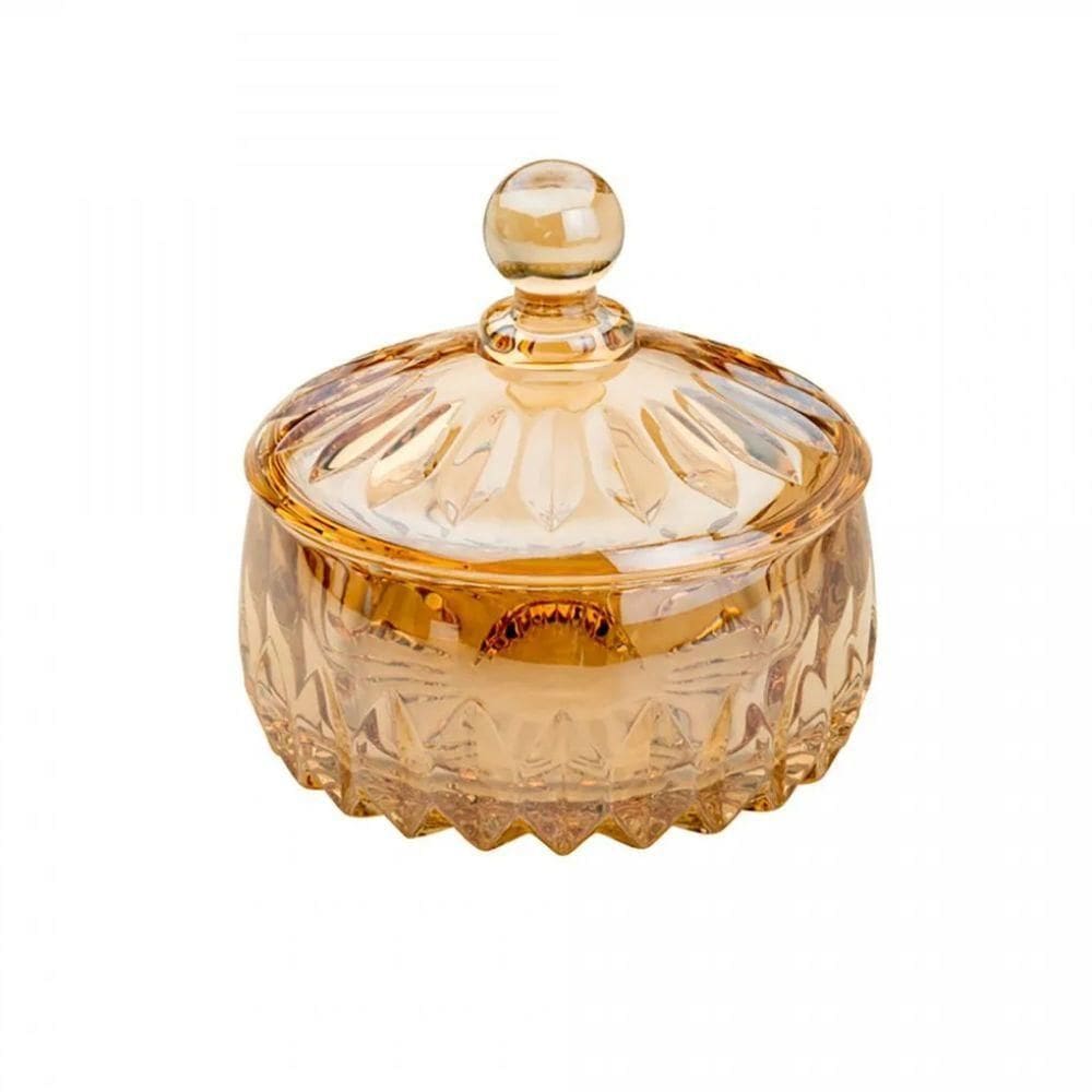 Potiche Em Cristal Louise 14x14cm Wolff âmbar Metalizado