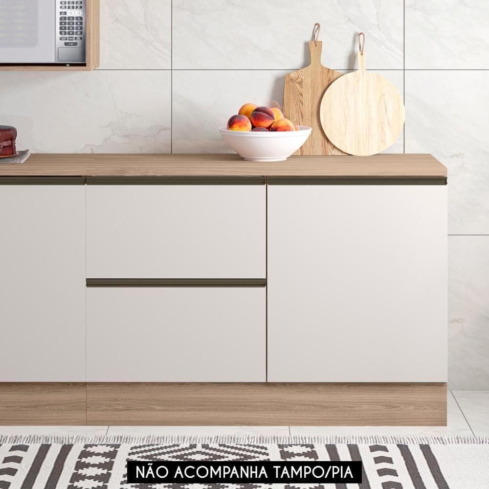 Balcão De Cozinha Para Pia 120cm Grace Carvalho Oak/off White Z44 - Mpozenato