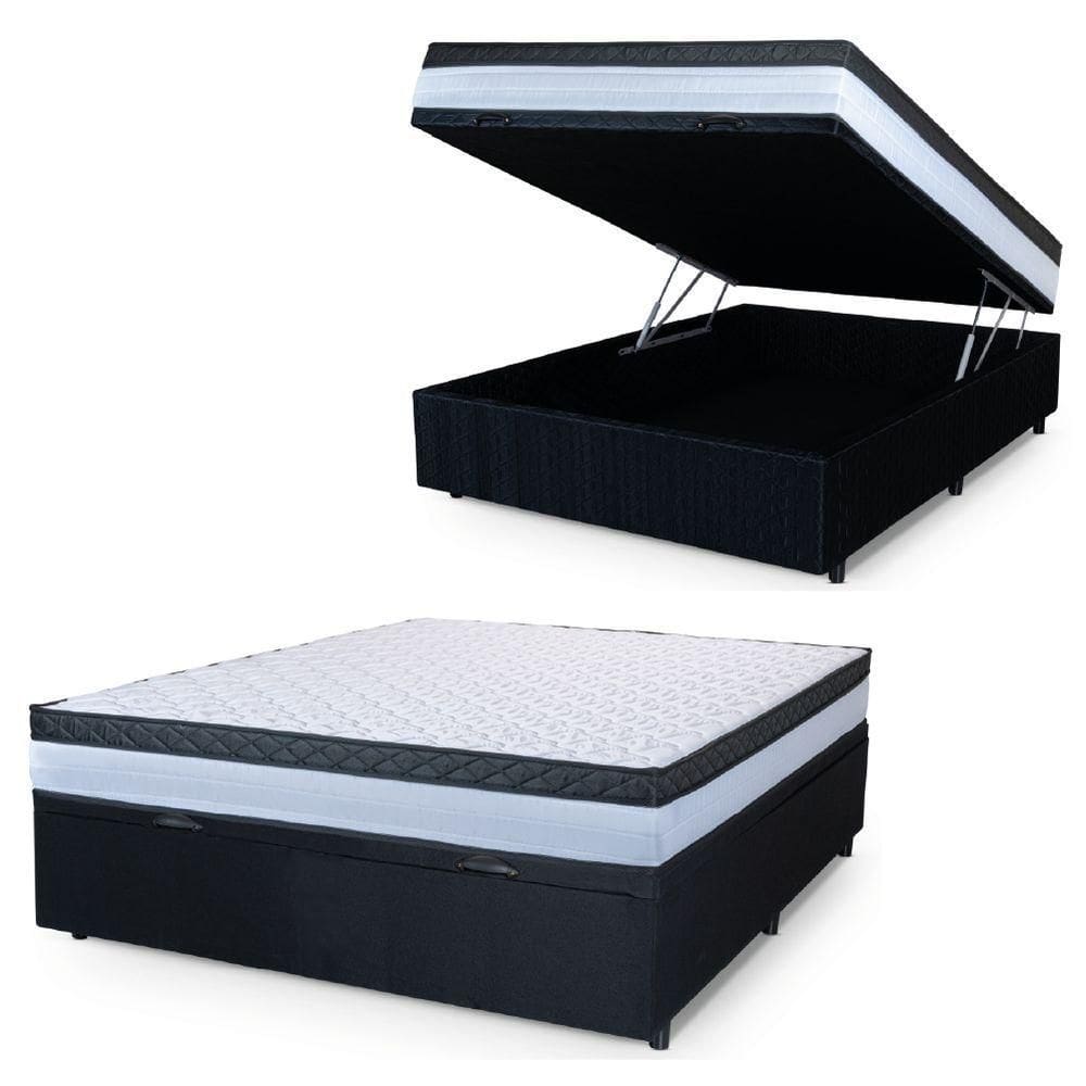 Cama Box Baú Casal Colchão Com Molas Ensacadas Dunas Hellen