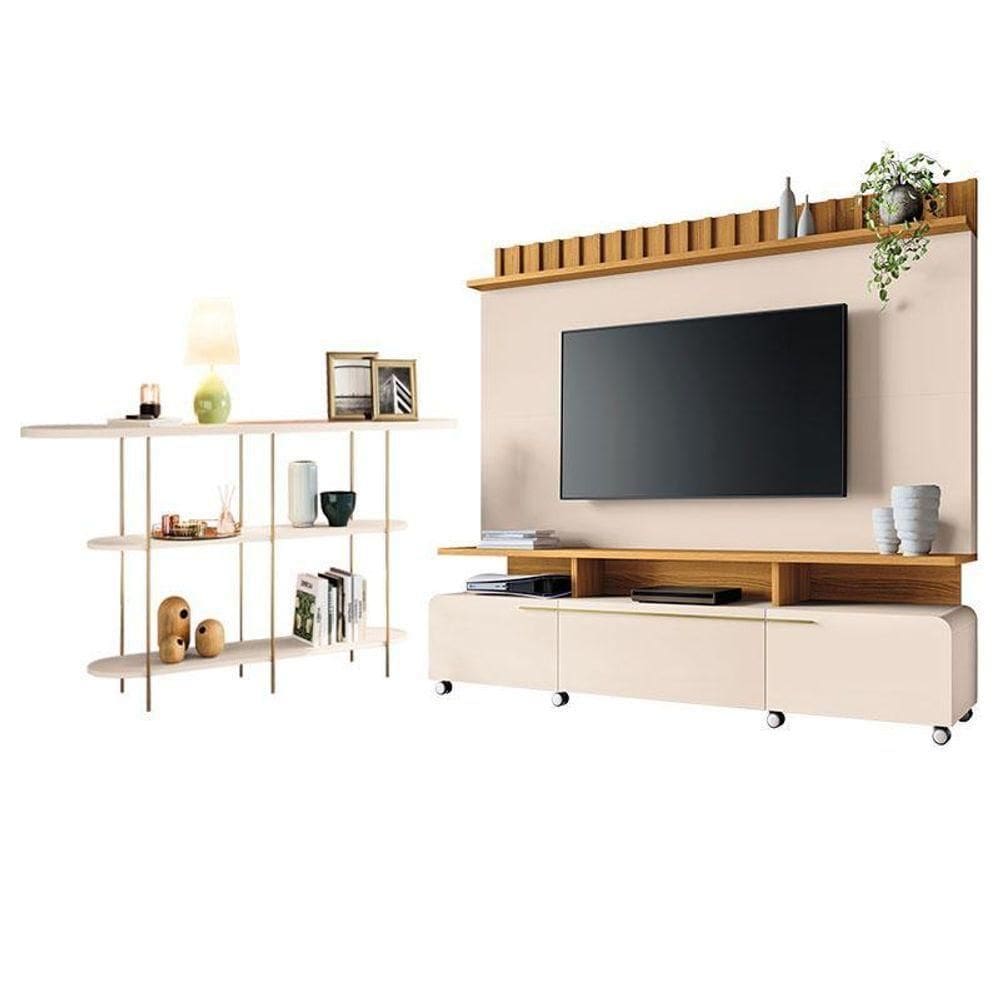 Estante Home Theater Artís Off White Cinamomo E Aparador Infinity Off White – Hb Móveis