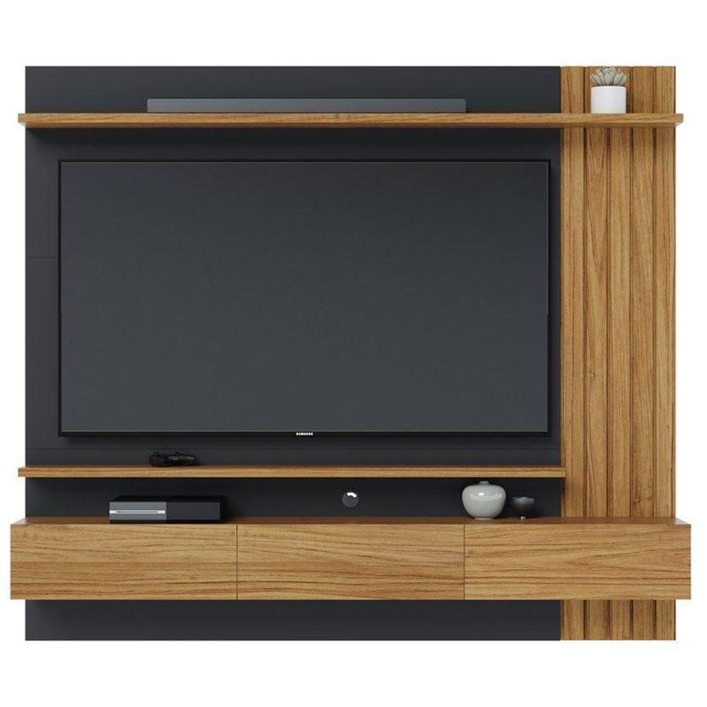 Painel Para Home Suspenso Juriti Noce Milano Preto Acetinado – Colibri