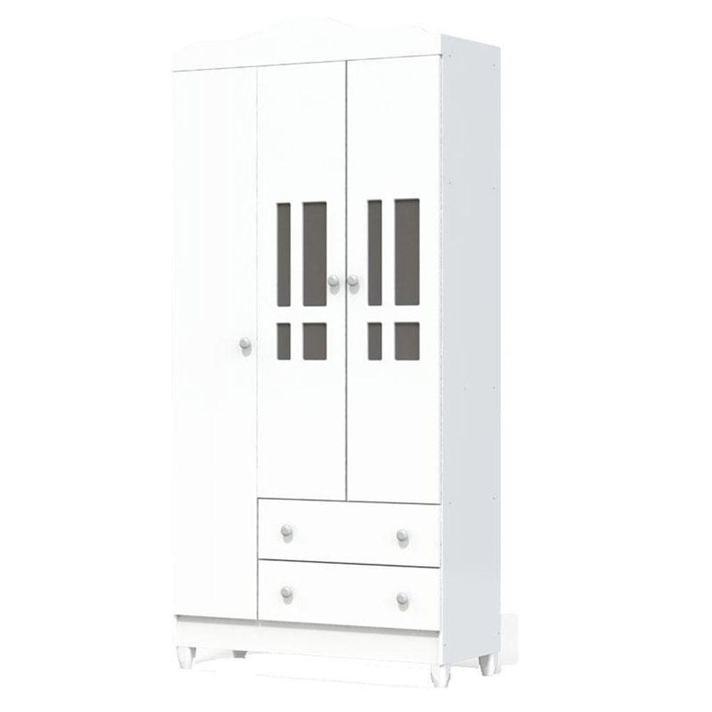 Guarda Roupa Infantil Ariel 3 Portas Branco Brilho – Carolina Móveis