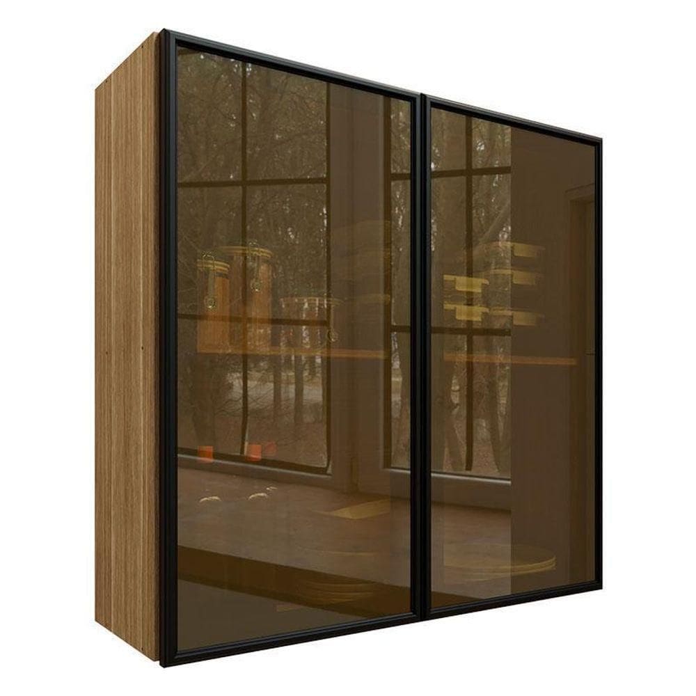Armário Aéreo Art 6001 2 Portas De Vidro 80 Cm Freijó Abs Preto – Kits Paraná