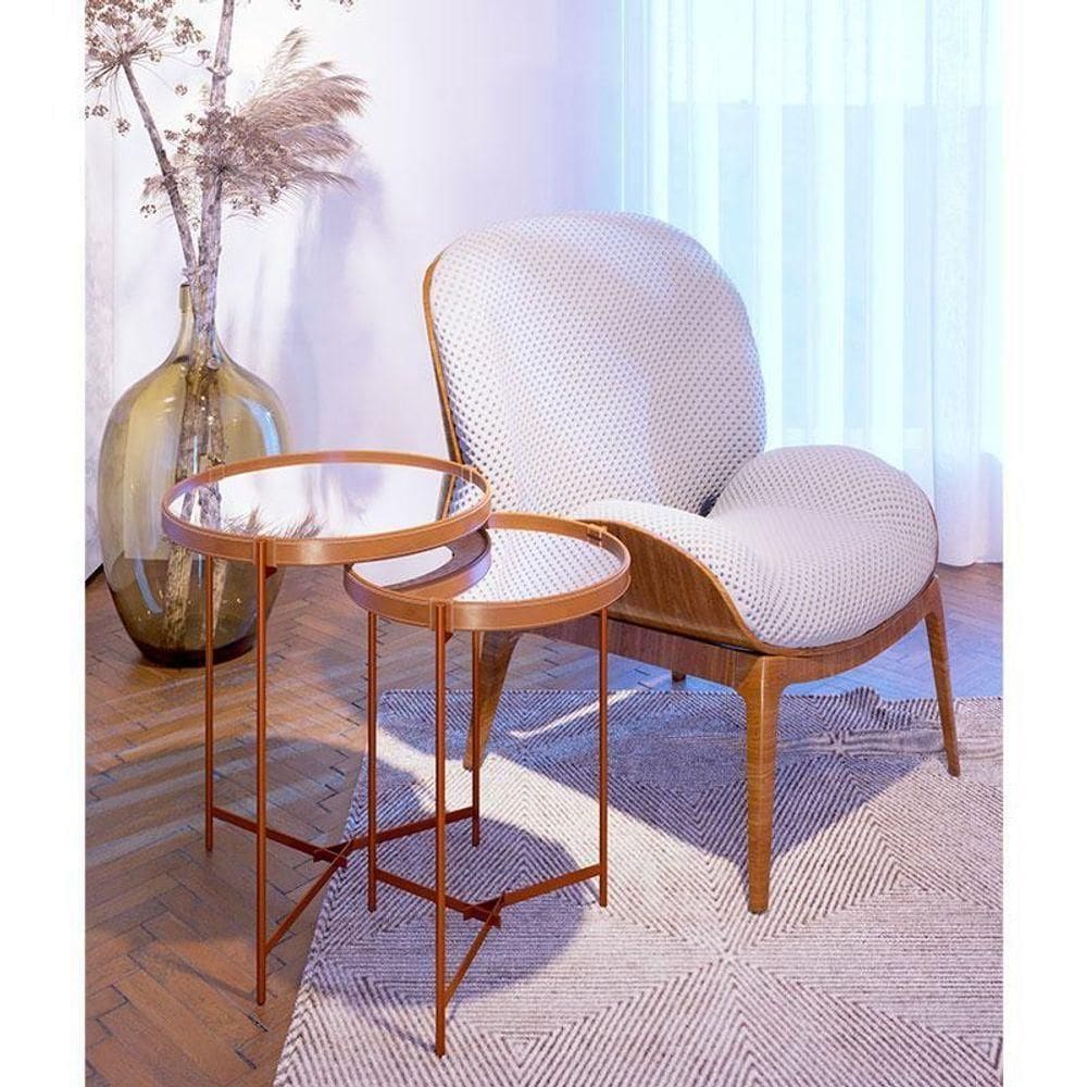 Kit Mesa Lateral Ambiente Aqua Com Espelho Cobre - Imcal