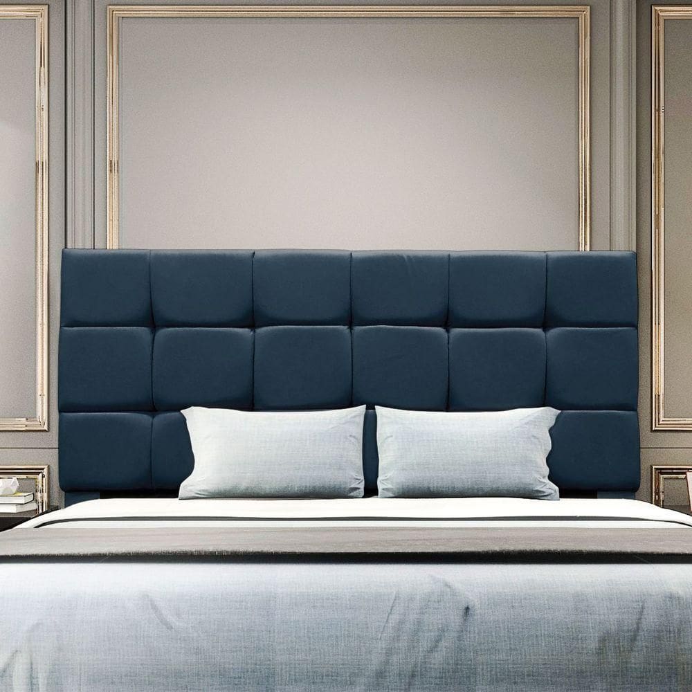 Cabeceira Estofada Cama Box Casal 160 Cm Costa Rica Suede Azul Marinho