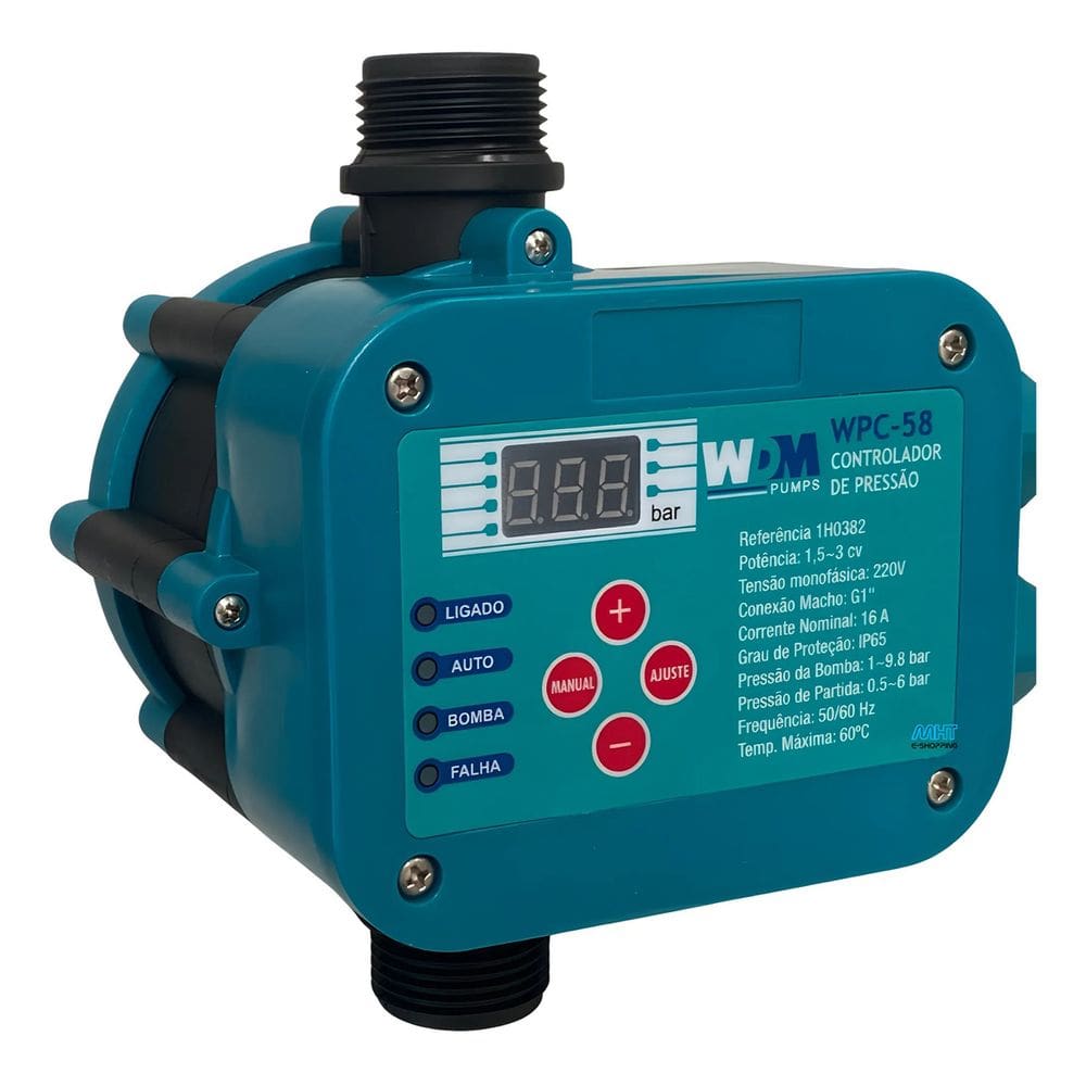 Controlador De Pressão Eletrônico Água Wpc-58 1.5 A 3.0 Cv