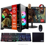 COMPUTADOR PC GAMER COMPLETO TOB INTEL CORE I5 SSD 240GB 16GB GABINETE AQUÁRIO TECLADO MOUSE MOUSE PAD E HEADSET GAMER MONITOR 23”