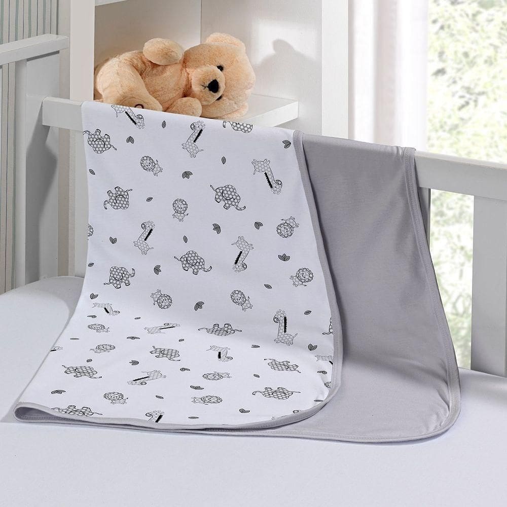 Cueiro Duplo Tecebem Baby Malha 100% Algodão Estampado Leon 80cm X 90cm Cinza