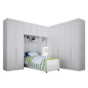 Quarto De Solteiro Modulado 11 Portas Orion Branco - Leifer Móveis