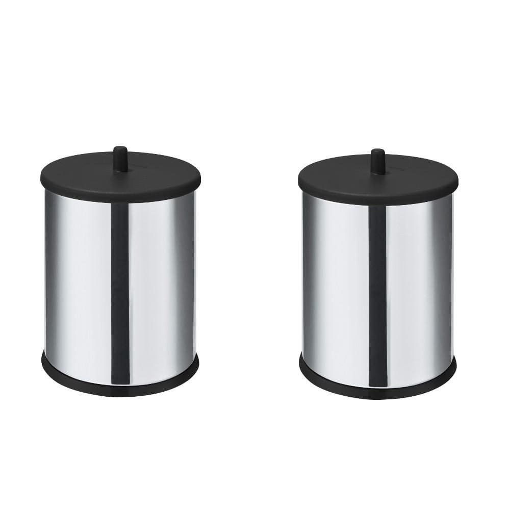 Kit 2 Lixeiras em Inox 3,2 Litros com Tampa Simples e Fundo Preto Linha Home Cor Preto - Martinazzo