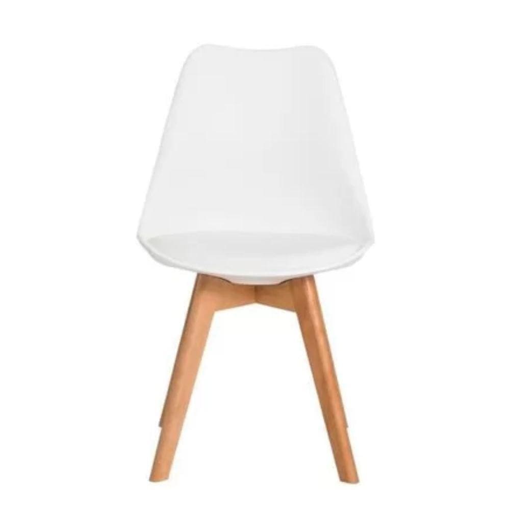 Cadeira Leda Branca - Charles Eames Wood Com Almofada