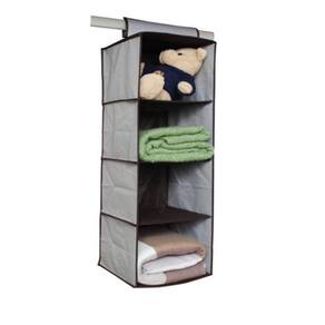 Prateleira Organizador Vertical Guarda Roupas Multiuso Closet Armario 4 Divisórias Camisa Toalha Sapato Cinza Kangur