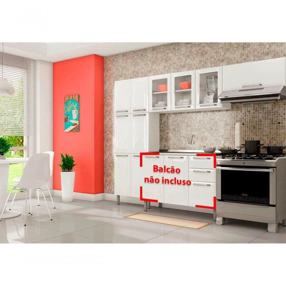 Cozinha Completa Branca Em Aço 3 Peças Tarsila Com 3 Vidros