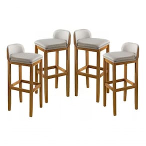 Kit 4 Banqueta Onix Bistro Pé De Madeira Encosto Cozinha Americana Estofada Luxo Alta Para Balcão