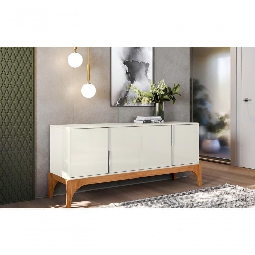 Buffet Amalf 4 Portas Off White Perolizado Jequitiba Lukaliam