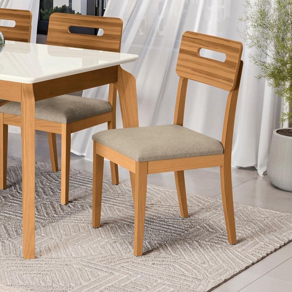 Par De Cadeiras Kappesberg Em Madeira Maciça Lila Linho Fendi