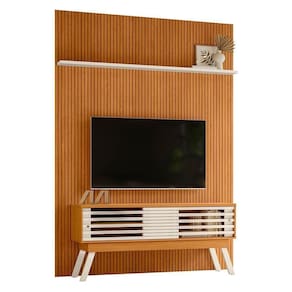 Rack Bancada Com Painel New Premium Cinamomo/off White Para Tv Até 75” - Madetec