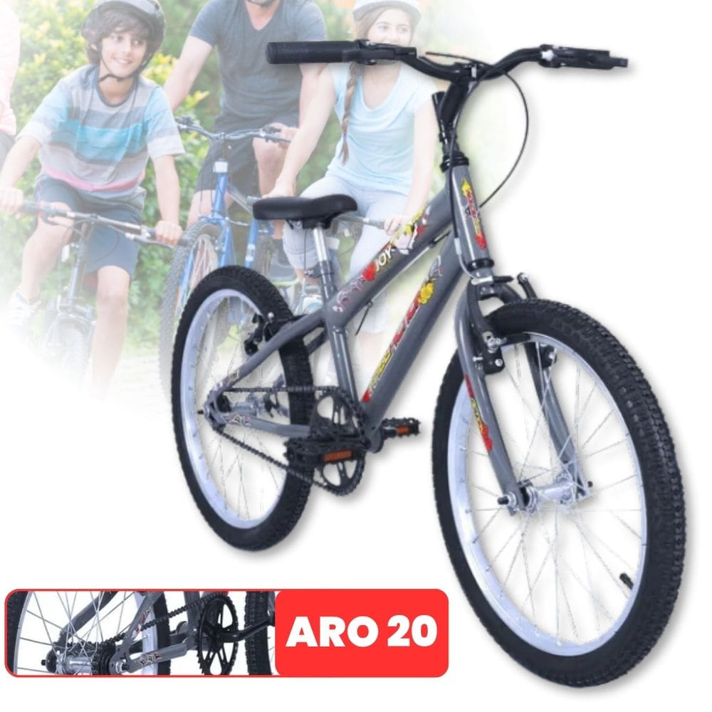 Bicicleta aro 20 MTB quadro 11" rebaixado aço carbono Freio V brake Free Action