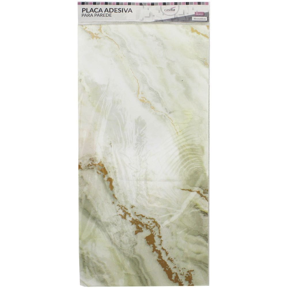 Placa Adesiva Decorativa 3D, Kit 30 Placas, Efeito Mármore, 30 x 60 cm, Lavável, para Parede - Casita