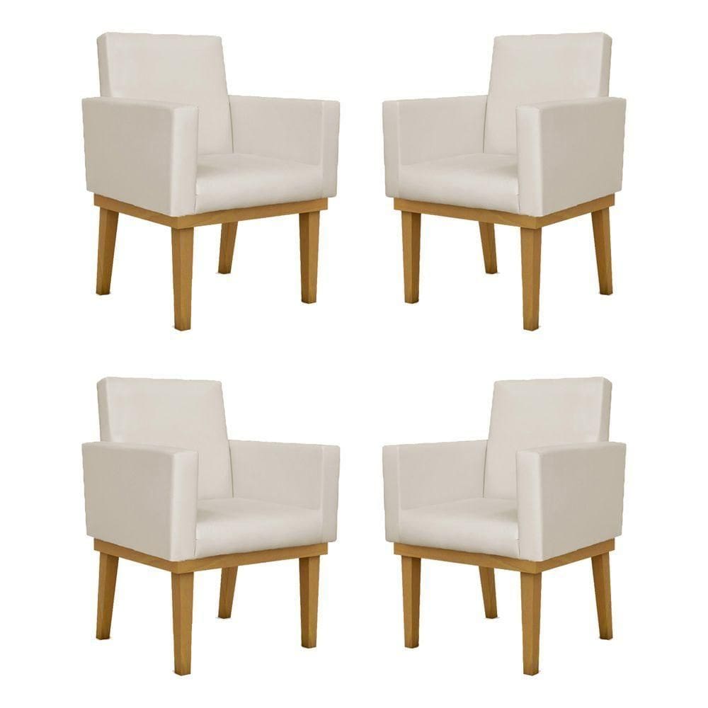 Kit 04 Cadeiras Decorativa Reforçada Courino bege