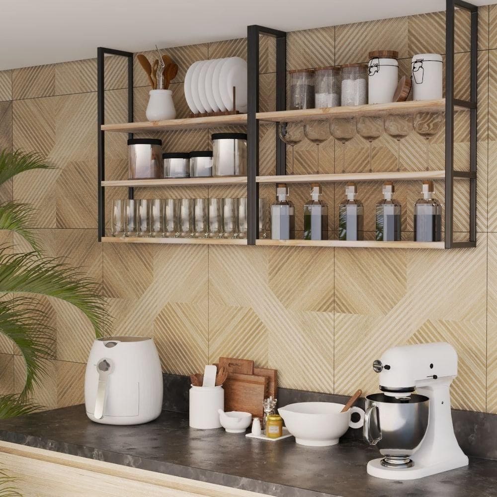 Suporte Preto Moderno Flutuante P/ Decorar 60x20cm