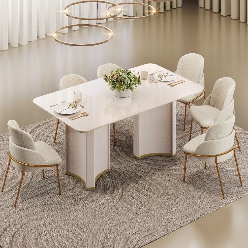 Conjunto Sala de Jantar Mesa 180cm Liz 6 Cadeiras Vitta DJ Móveis
