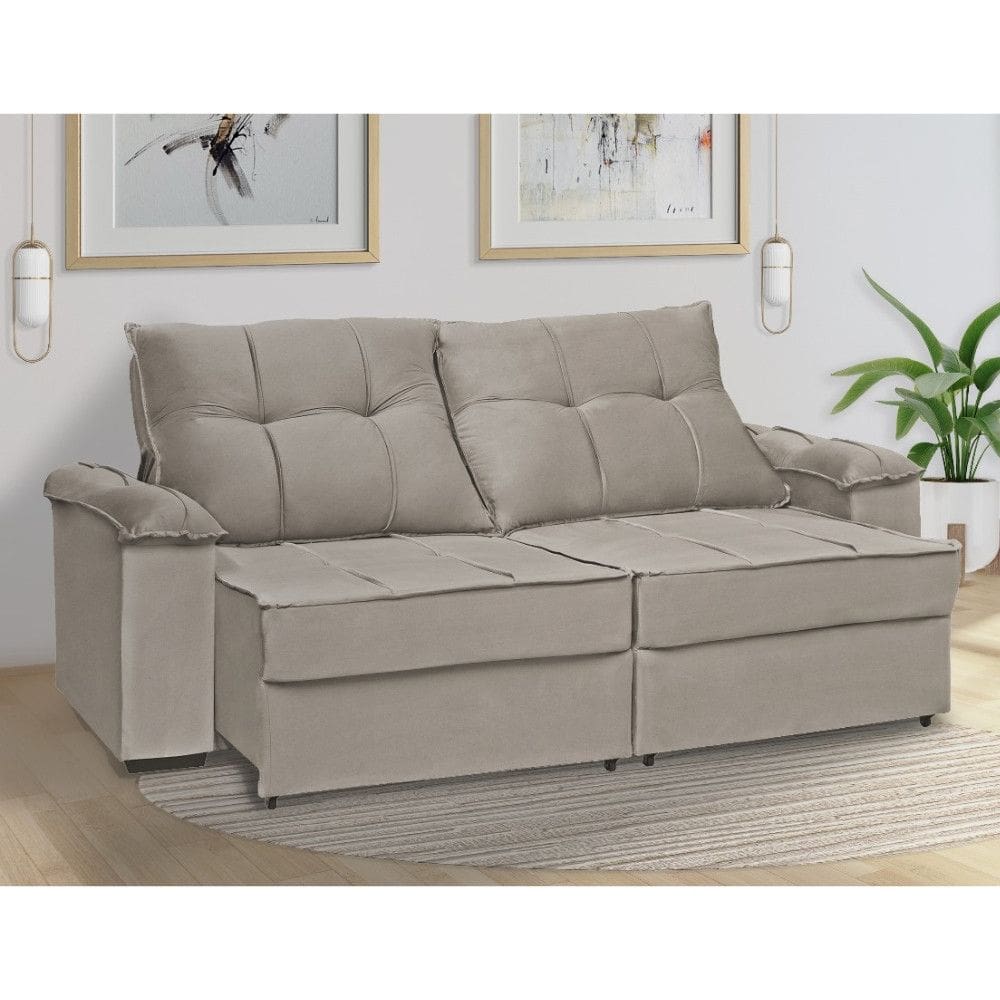 Sofá 3 Lugares Retrátil Reclinável 230cm Veludo Chile Estofados Maciel