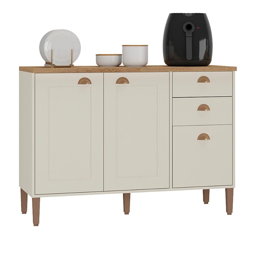 Balcão de Cozinha Tunísia com Tampo 3 Portas e 2 Gavetas