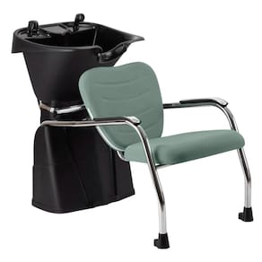 Lavatório de Cabelo com Cuba Reclinável Dompel Top Salão de Beleza e Cabeleireiro Preto/Verde