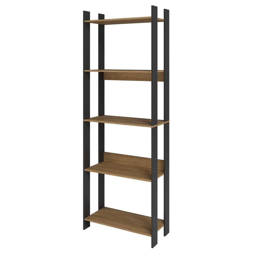 Estante para Livros 5 Prateleiras Estilo Industrial Marrom/Preto - BRV Móveis