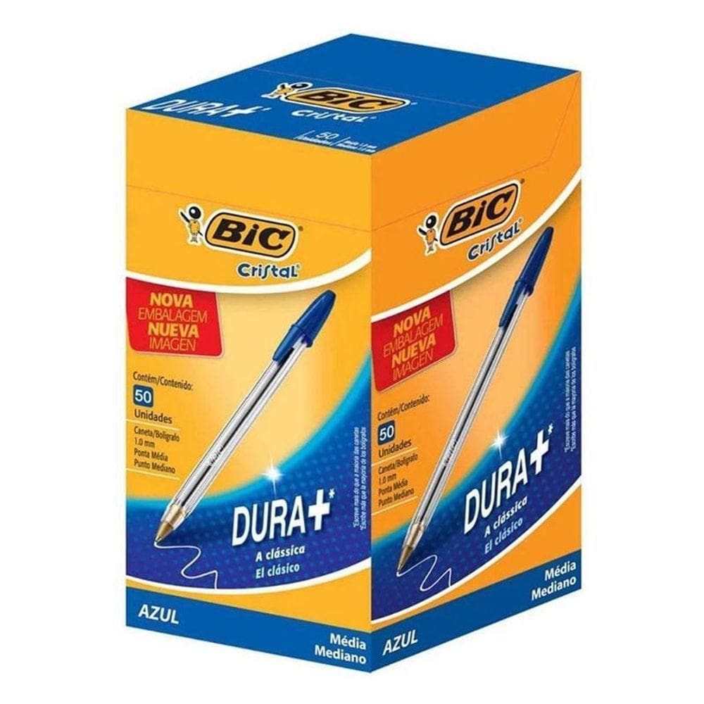Caixa De Caneta Esferográfica Cristal 1.0mm 50 Unidades Azul - Bic