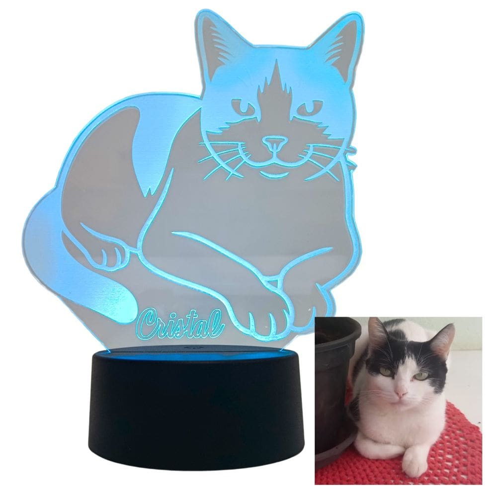 Luminária PET Personalizada, Abajur Gato Cachorro