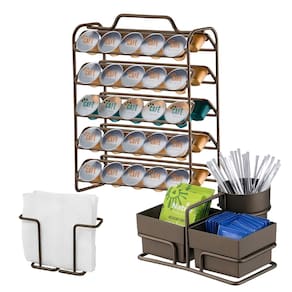 Kit 3 Peças Suporte 50 Cápsulas Nespresso Porta Sachês Guardanapos Cor Café - Future