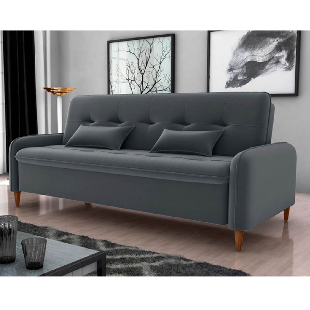 Sofá-cama Donna 3 Lugares Reclinável Veludo Cinza - Matrix