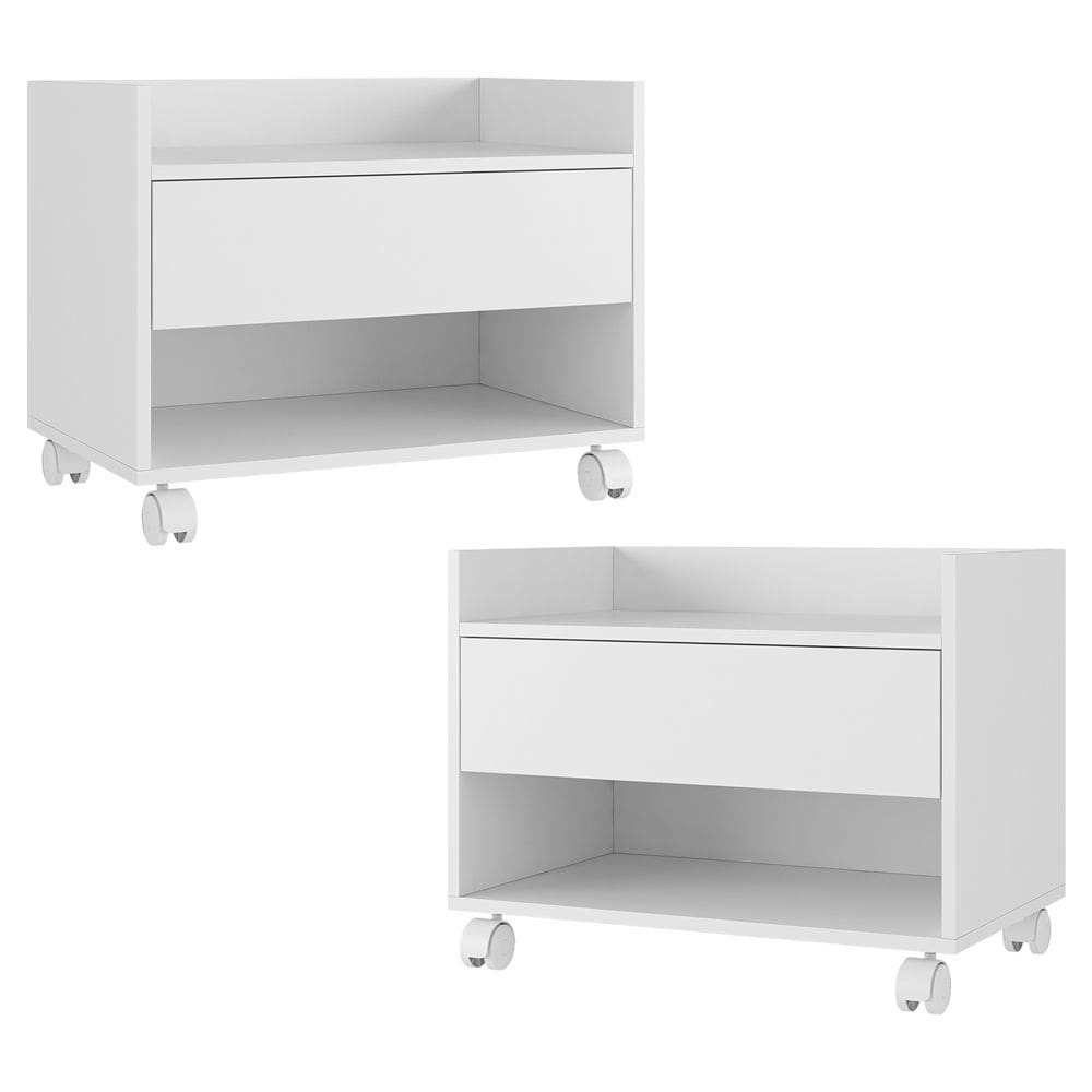 Kit 02 Gabinetes Armário Banheiro Multiuso Ivy 60cm 100% MDF BP com 01 Gaveta Branco - Abmaza