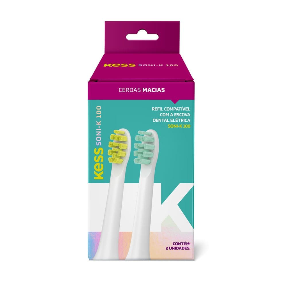Refil Escova Dental Elétrica Kess Soni-k 100 2 Unidades