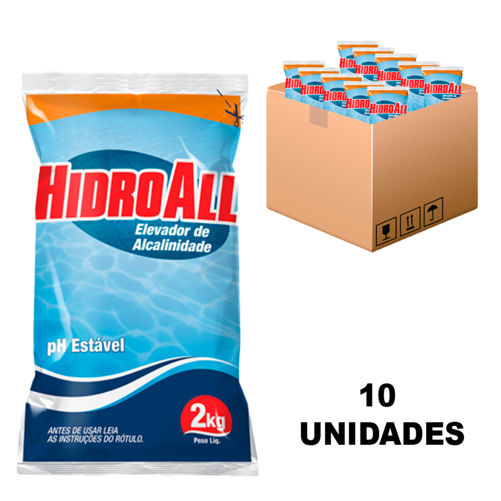 Kit 10 Elevador de alcalinidade PH estavel 2KG Hidroall
