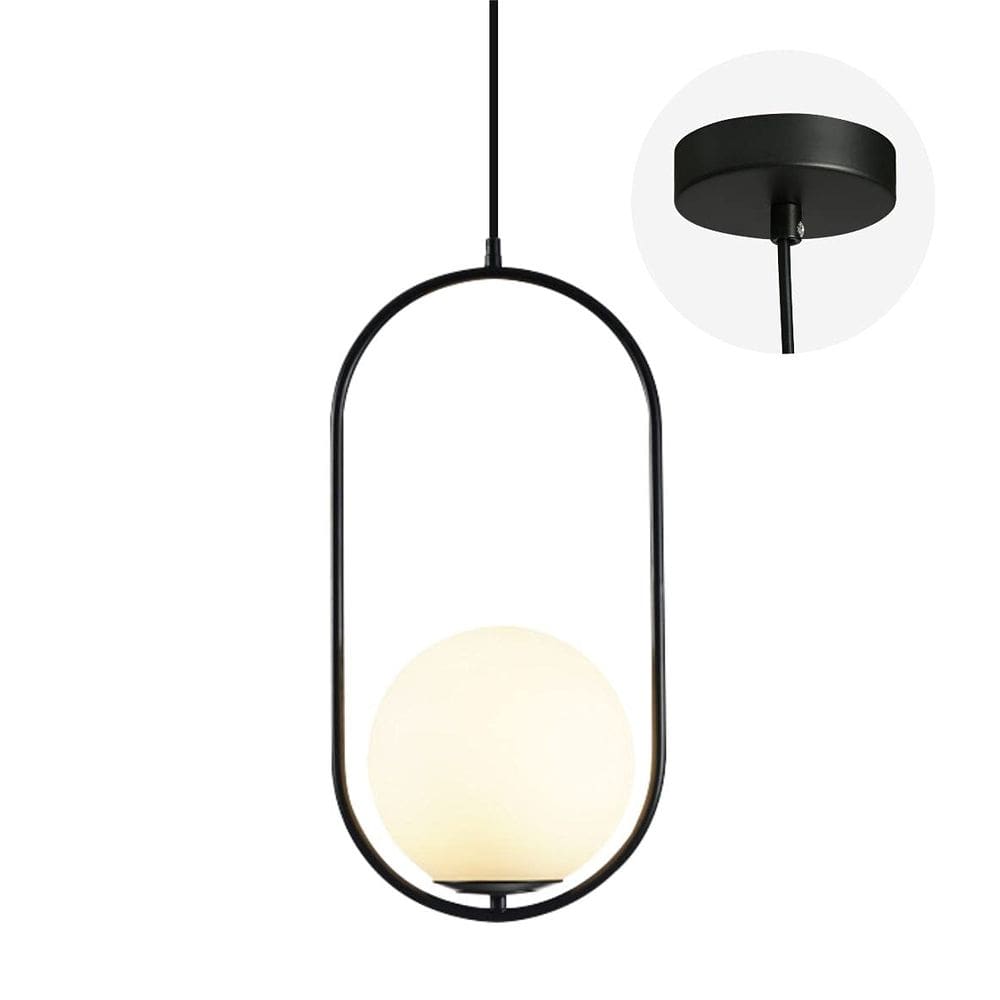 Luminária pendente Fulesi Modern Bedside preta com vidro branco