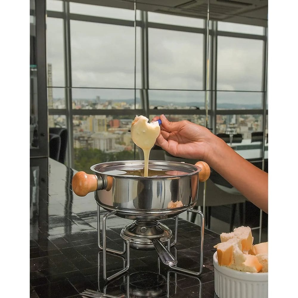 Conjunto Para Fondue Antiaderente Pequeno 10 Peças Inox Wincy