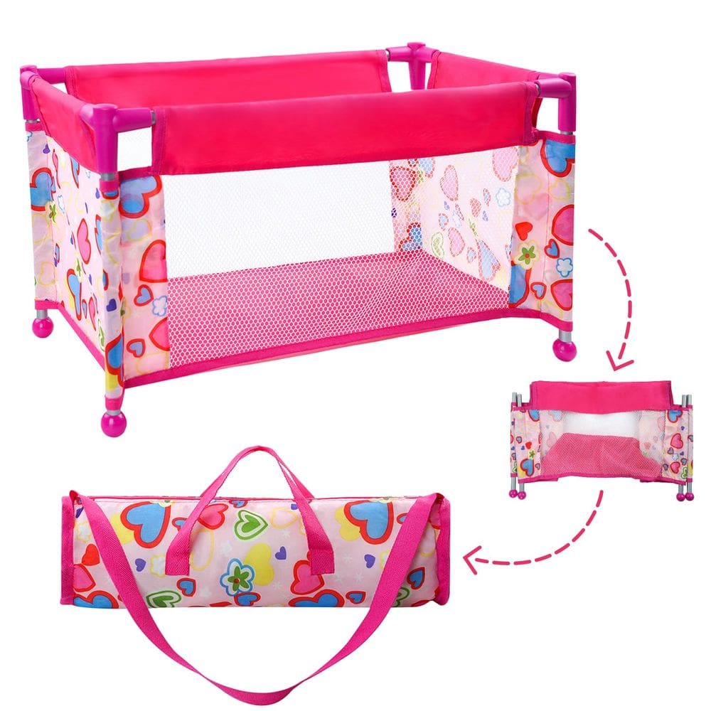 Berço de boneca BABESIDE para 17-21 bonecas com bolsa de armazenamento rosa