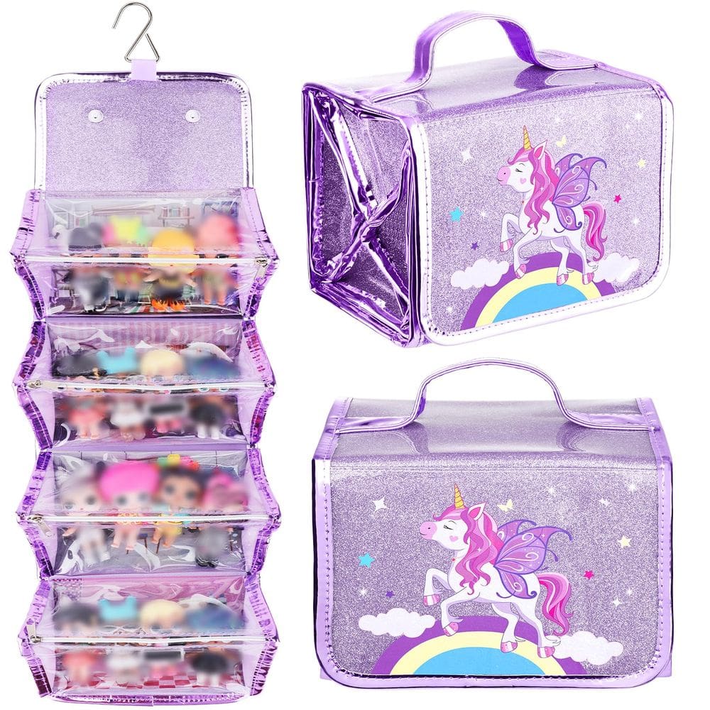 Organizador de armazenamento e exibição de bonecas JYPS Purple Unicorn LOL