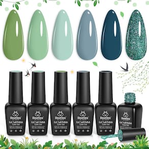 Conjunto de esmaltes de gel: besouros, primavera, 6 cores, verde, azul