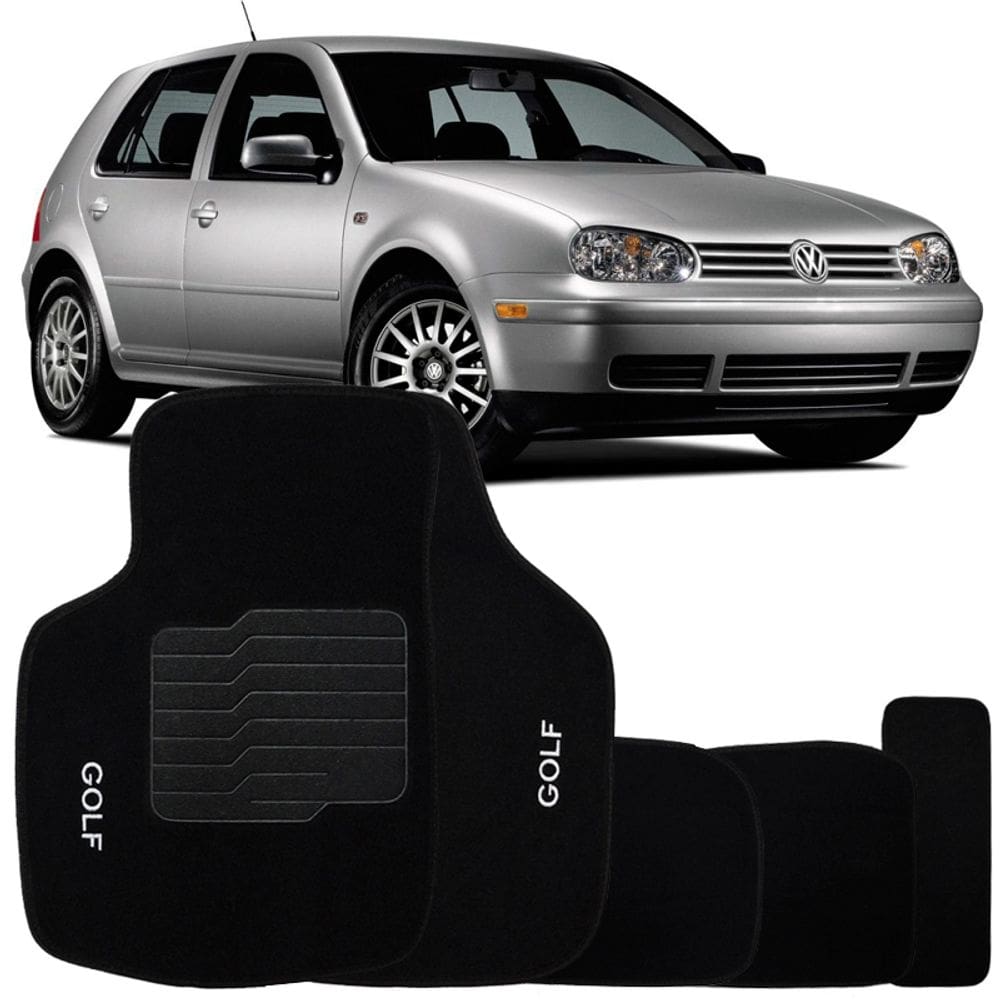 Jogo de Tapete Automotivo Carpete Golf 1999 à 2011 Soft Logo Bordado 5 Peças