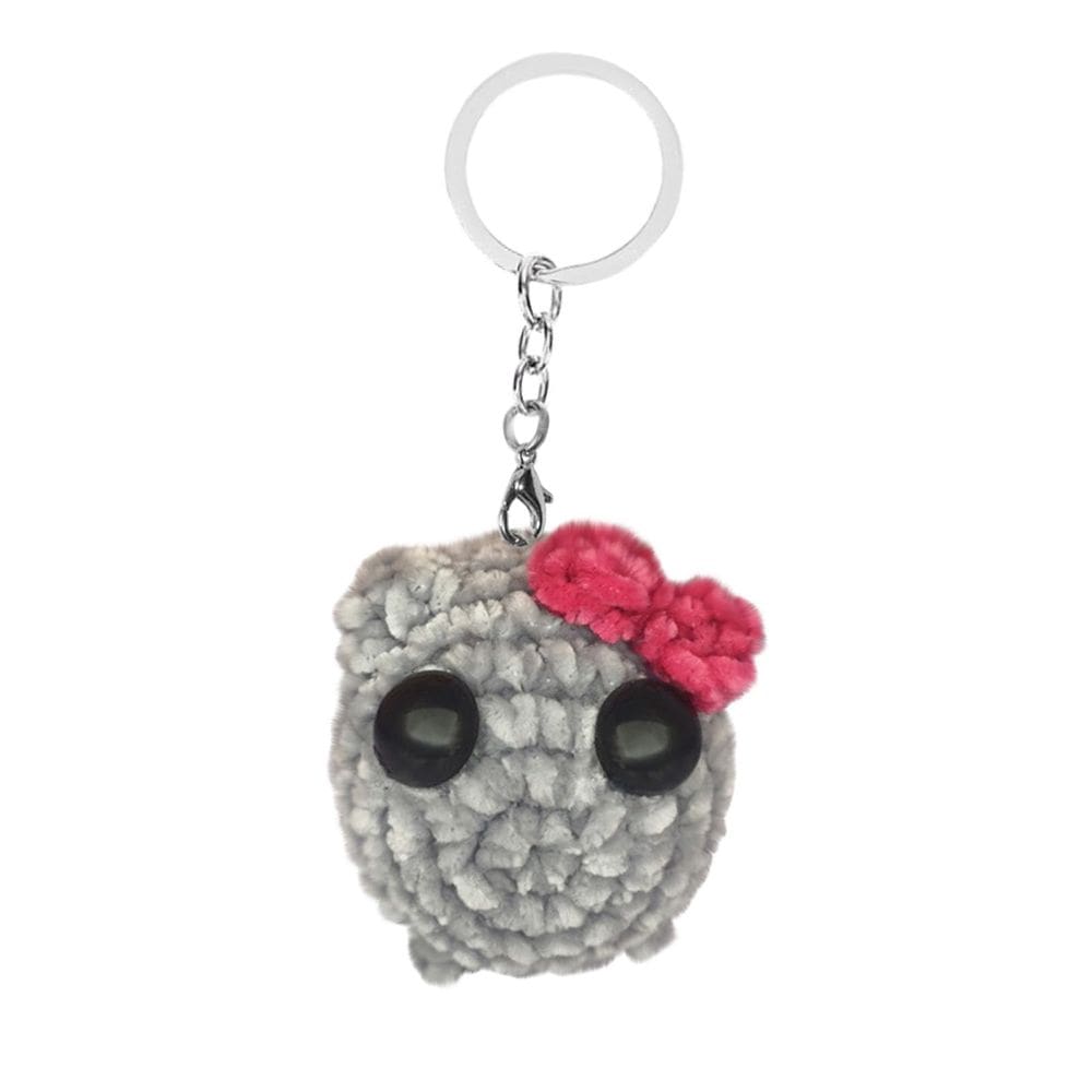 Brinquedo de pelúcia para hamster com som e chaveiro, hamster triste tricotado